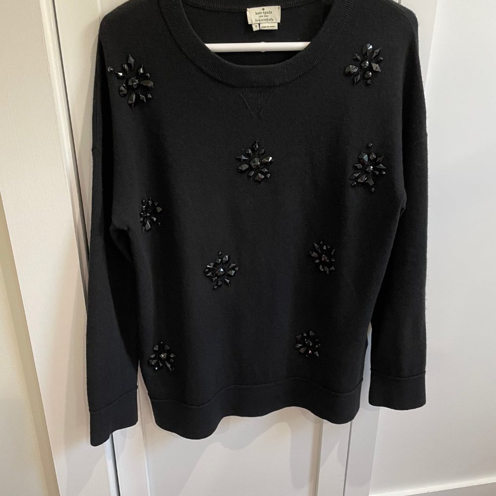 KATE SPADE, BLK, WOOL/CASHMERE BLEND SWEATER, SZ SMALL